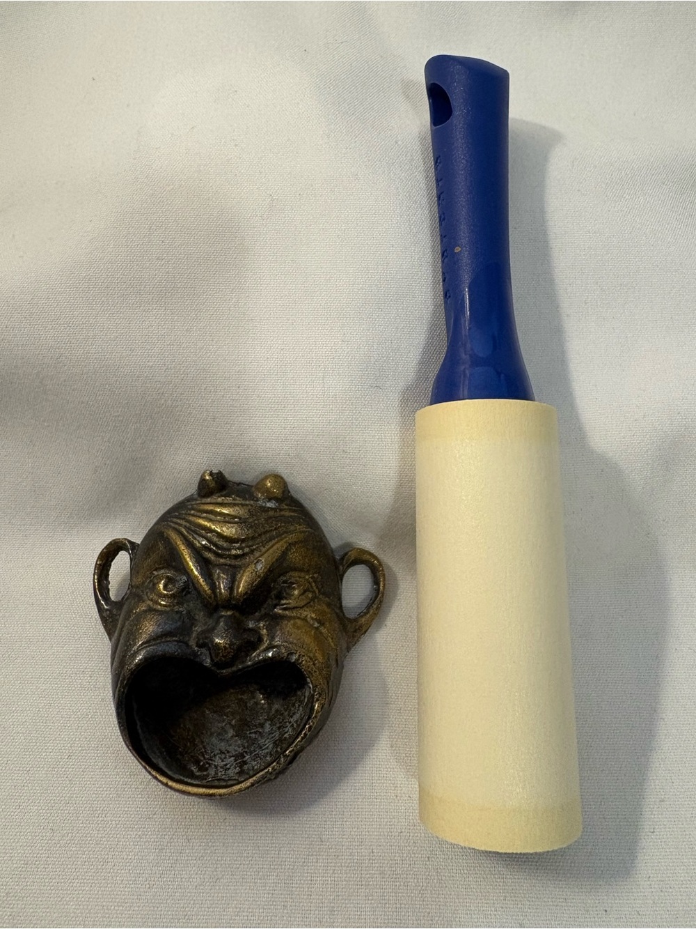 Vintage, brass scary, face ashtray or incense holder